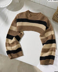 Brown color striped pattern drop top